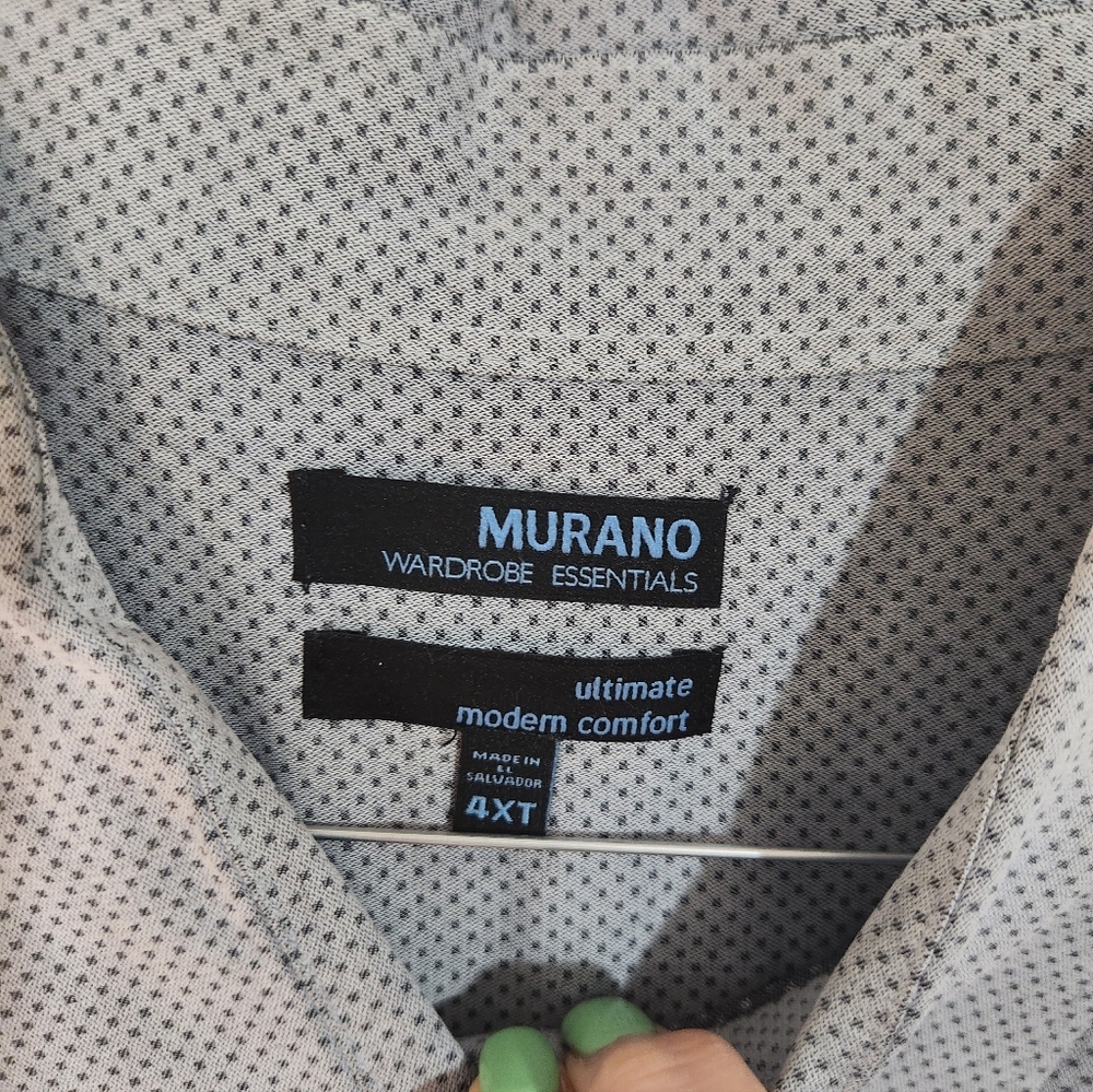Murano Light Gray Patterned Button-Up Shirt, Size 4XT - Picture 2 of 6